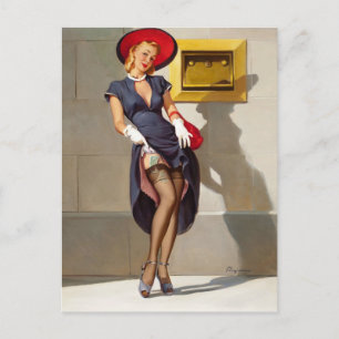 Cartão Postal Garota Pin-Up Retro