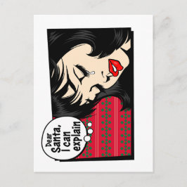 Cartão Postal Garota Pop Art de Natal Eu Posso Explicar