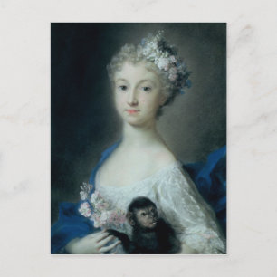 Cartão Postal Garota segurando um macaco