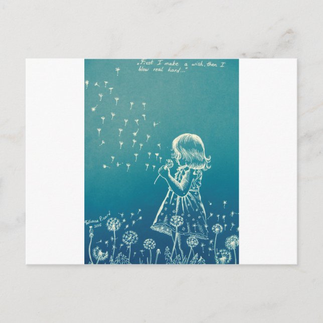 Cartão Postal Garota soprando um dente (Frente)