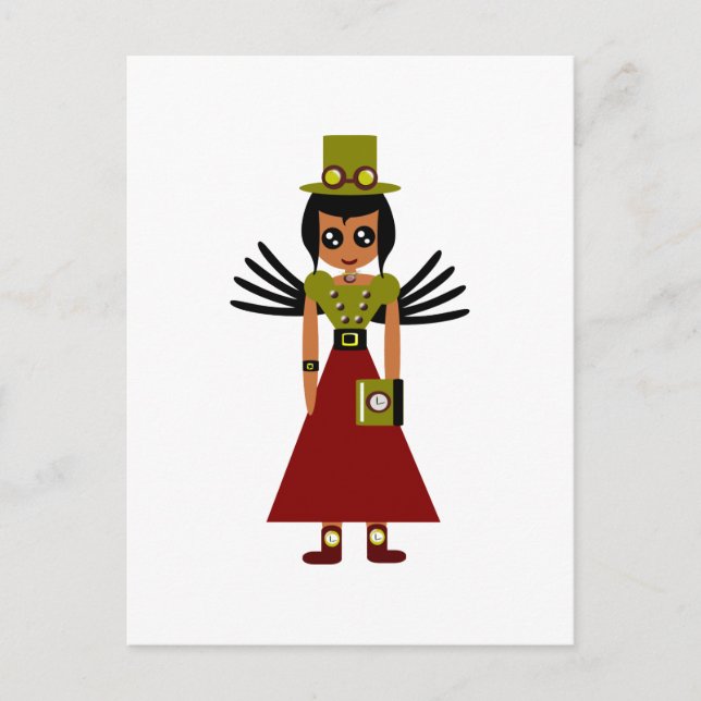 Cartão Postal Garota Steampunk Gol Keeper do Tempo (Frente)