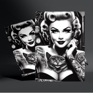 Cartão Postal Garota Tatuada Alternativa Old School