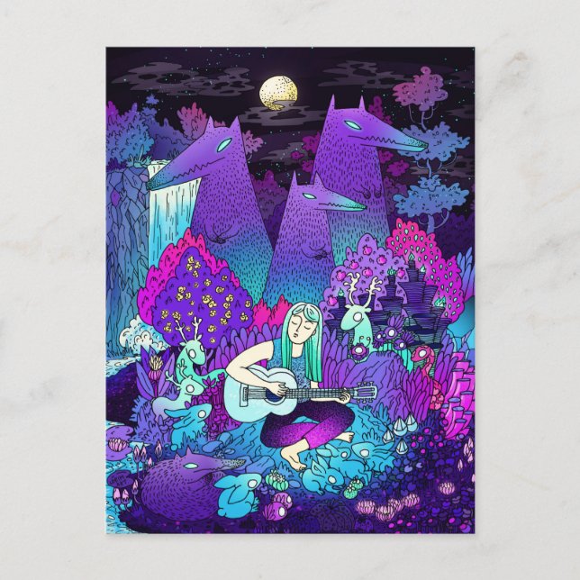 Cartão Postal Garota tocando violão (Frente)