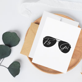 Cartão Postal Garota Voadora,Óculos de Sol de Aviador Preto,Aniv