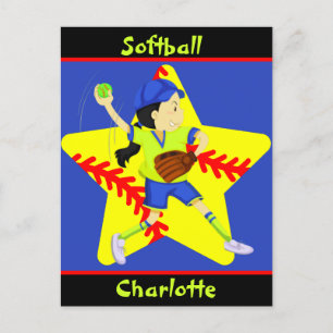 Cartão Postal  Garotas de Softbol Estrela Arremessadora Personal