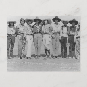 Cartão Postal Garotas-de-vaca em Cheyenne Frontier Days, 1929.