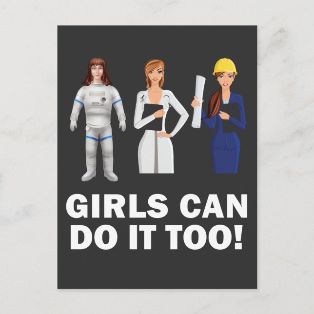 Cartão Postal Garotas empoderam igualdade forte poder feminino (Frente)