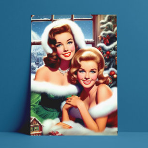 Cartão Postal Garotas Pin-up de Natal Retrô