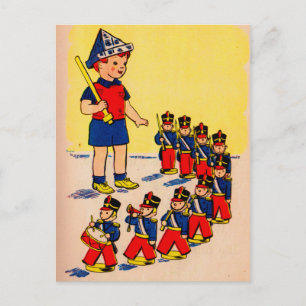 Cartão Postal garotinho bonitinho com soldados de brinquedo