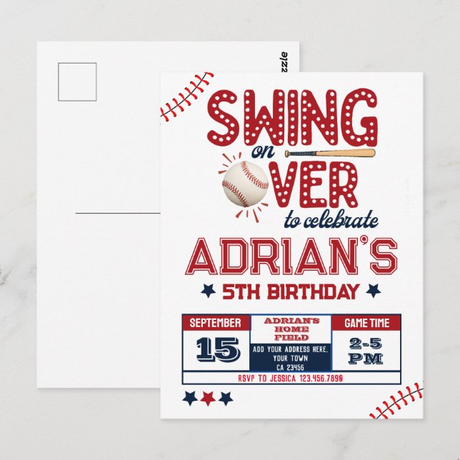 Cartão Postal Garoto aniversariante do beisebol (Frente/Verso)