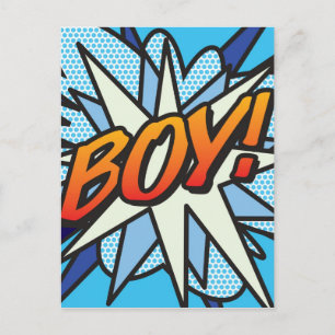 Cartão Postal Garoto Arte Pop de Quadrinhos Retrô Divertido