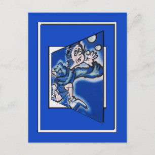 Cartão Postal garoto azul correndo' (quadro vert)