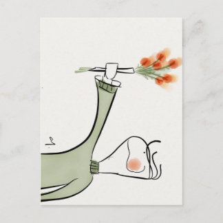 Cartão Postal Garoto oferecendo flores