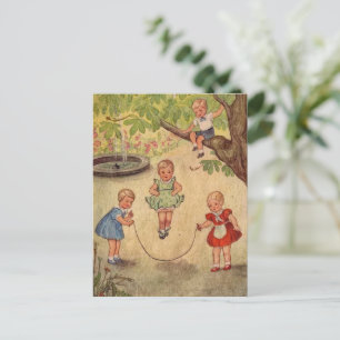 Cartão Postal Garotos bonitos no jogo Faux Canvas