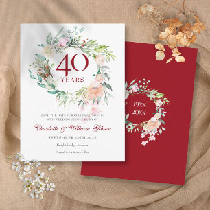 Cartão Postal Garra de Rosas do 40º Aniversário de Rubi para Sal