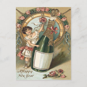 Cartão Postal Garrafa de Rosa de Champagne