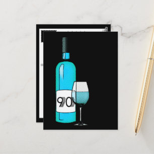 Cartão Postal garrafa de vinho em meia-tinta de aniversário de 9