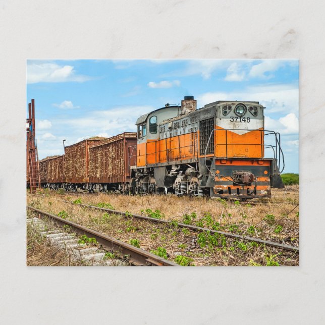 Cartão Postal Gasóleo MINAZ em Cuba com carga de cana. (Frente)