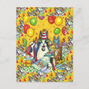 CARTÃO POSTAL GATAÇOS E GATOS FURIOSOS, RATOS, ANIVERSÁRIO DIVER