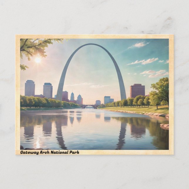 Cartão Postal Gateway Arch National Park Vintage (Frente)