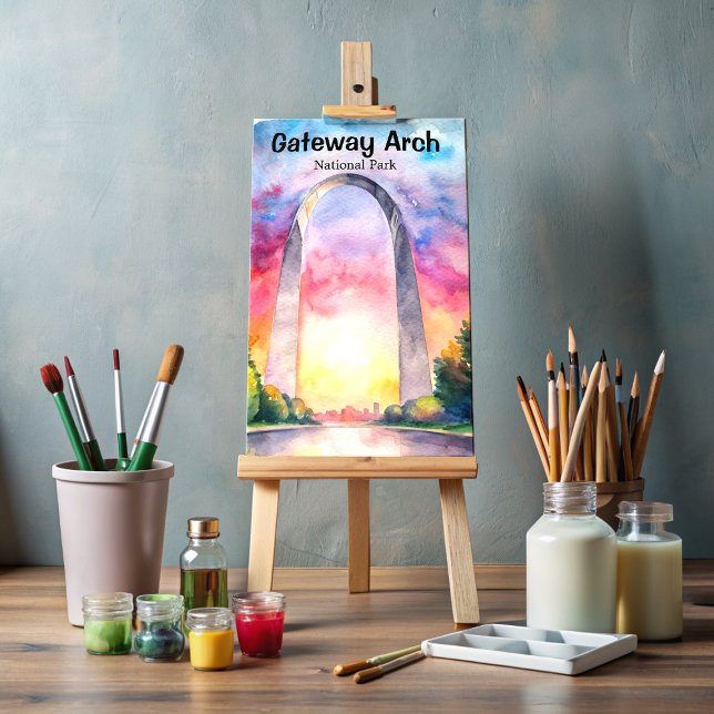 Cartão Postal Gateway Arch National Park Watercolor (Criador carregado)