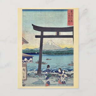 Cartão Postal Gateway para Enoshima em Sagami por Ando,Hiroshige