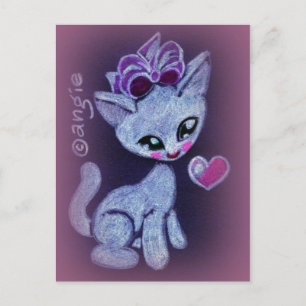 Cartão Postal Gatinha de Amor Feliz Fofa