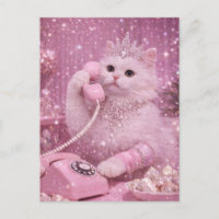 Gatinha Princesa Glamurosa Usando Telefone Rosa