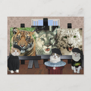 Cartão Postal Gatinho Art School