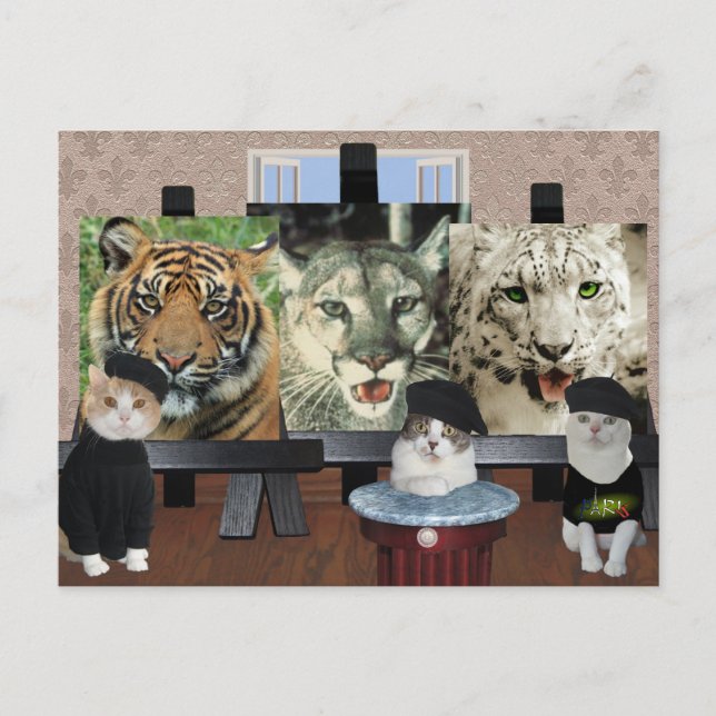 Cartão Postal Gatinho Art School (Frente)