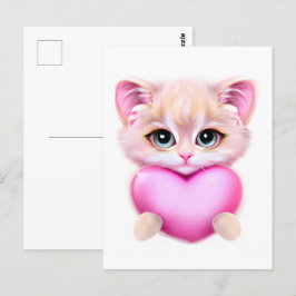 Cartão Postal Gatinho-Bebê Rosa-Gelado