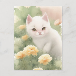 Cartão Postal Gatinho Branco