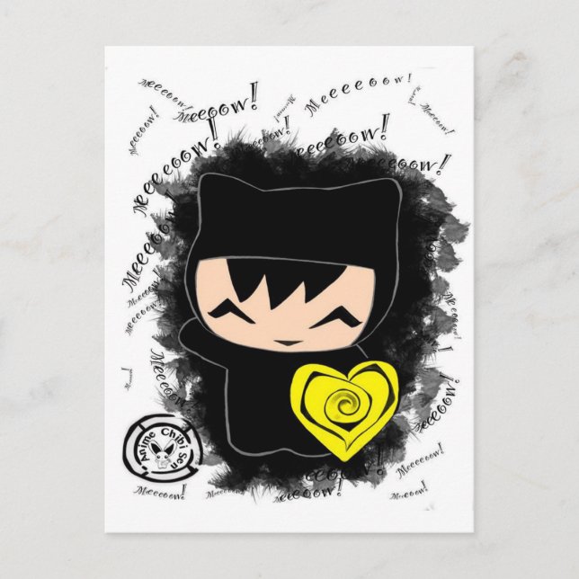 Cartão Postal Gatinho Chibi (Frente)