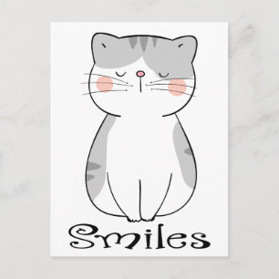 Cartão Postal Gatinho Cinza Fofo Pensando Em Você Gatinho Olá Mi