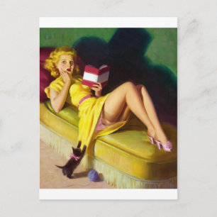 Cartão Postal Gatinho Curioso Pin Up