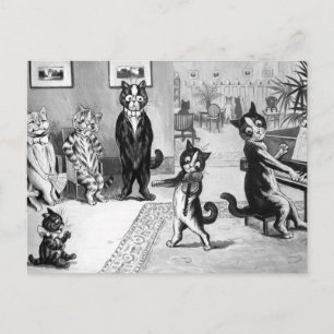 Cartão Postal Gatinho Dando um Recital