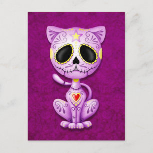 Cartão Postal Gatinho de Açúcar Zombie Roxo