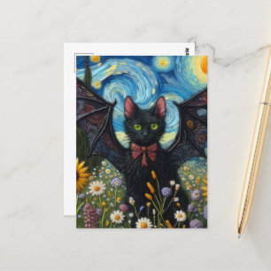 Cartão Postal Gatinho de Bat Adorável em um Prado