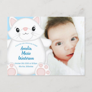 Cartão Postal Gatinho de Chá de fraldas Gato Azul