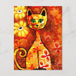 Cartão Postal Gatinho De Gato Quimológico Retro Amarelo Amarelo 