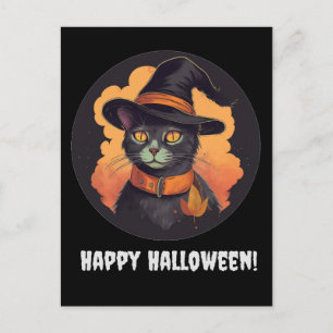 Cartão Postal Gatinho de Halloween
