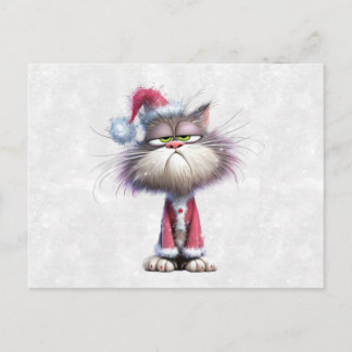 Cartão Postal Gatinho de Natal Mal-humorado