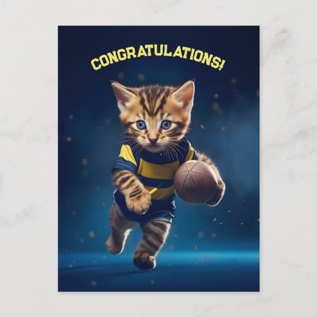 Cartão Postal Gatinho de Rugby (Frente)