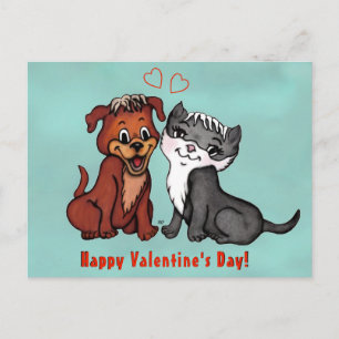 Cartão Postal Gatinho e pãozinho, Feliz Dia dos Namorados!