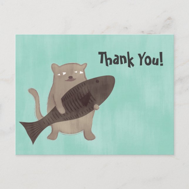 Cartão Postal Gatinho e seu peixe (Frente)