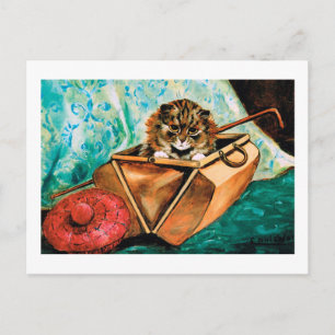 Cartão Postal Gatinho em Bolsa de Couro, Louis Wain