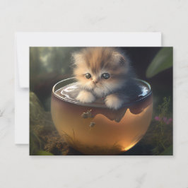Cartão Postal Gatinho em um teacup laranja - Cartão-postal Cat