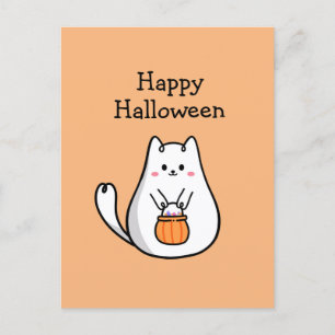 Cartão Postal Gatinho Feliz Halloween Gato Fofinho Dia das Bruxa