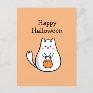 Cartão Postal Gatinho Feliz Halloween Gato Fofinho Dia das Bruxa