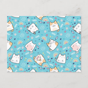 Cartão Postal Gatinho Gatinho Gato, Padrão Whimsical